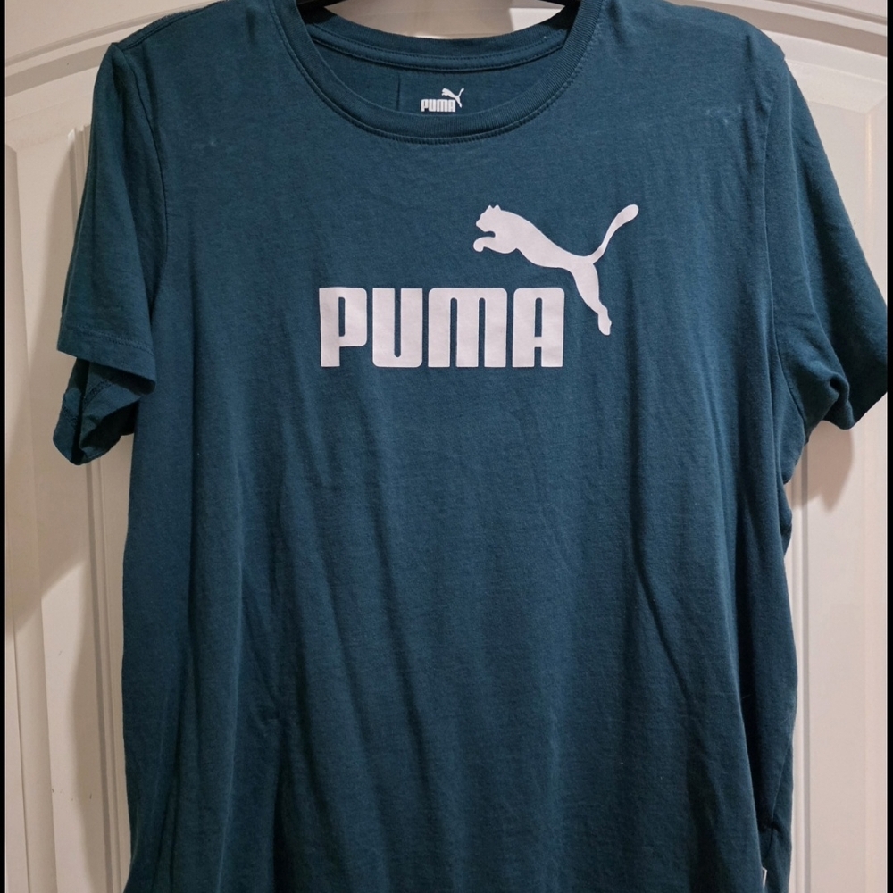 Puma Logo T-Shirt Tee | Teal Blue-Green | Women's XL (Extra Large)